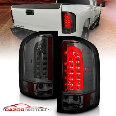 2007-2014 For Chevy Silverado 1500 2500 3500 HD Smoke LED Tail Lights V2 Pair