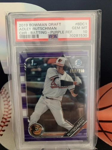 2019 Bowman Draft Chrome 1st RC Adley Rutschman Purple Refractor #/250 PSA 10