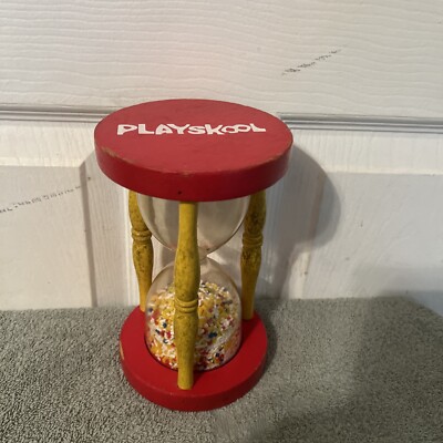 Vintage Playskool Toy Wooden Hourglass Egg Timer With Beads Works 1970s