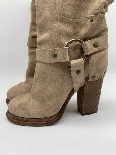 Dolce & Gabbana chunky utility boots 41 7.5 8 beige suede mid calf Y2K 90s D&G - Imagen 3 de 16
