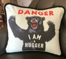 Bear pillow, Bear hug, Hugger, Custom pillow, 19 x 17 inches.