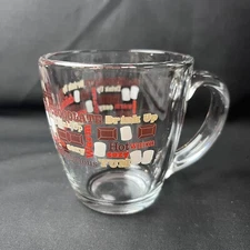 Collectible Libbey Hot Chocolate Typography Glass Mug Warm Yum Drink Up VGUC