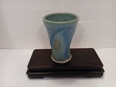 Handmade Signed Studio Pottery Glitter Drip Glazed Bud Vase Kris Fire Signed