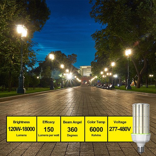LED Corn Light Bulb 120W for Warehouse Factory Garage AC480V Commercial Lighting - Picture 2 of 11