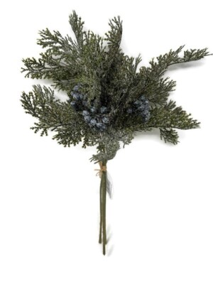 35cm verschneite Zypresse künstliche Kiefer Konvolut mit Beeren - Weihnachtskranz Basteln