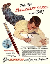 1947 Eversharp CA Pen: Worlds Smoothest Writing Pen Vintage Print Ad