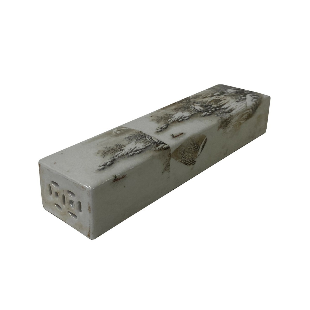 2 x Chinese Off White Porcelain Scenery Rectangular Display Paperweight ws2083S 2 x Chinese Off White Porcelain Scenery Rectangular Display Paperweight ws2083S