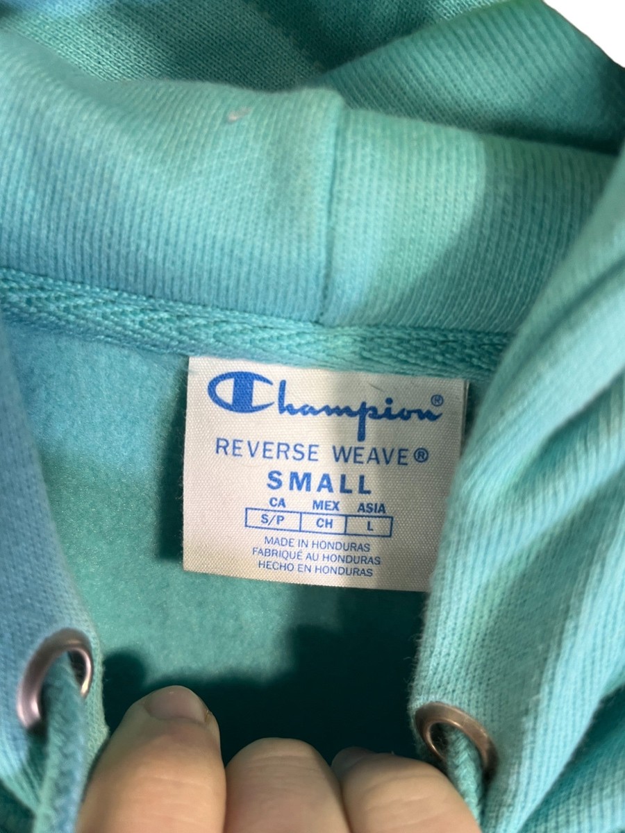 Vintage 00's Champion Reverse Weave Aqua Blue Hoodie Size