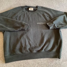 Fear Of God Essentials Sweatshirt Mens Large Black Crewneck Pullover Streetwear