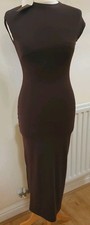 Zara Brown High Neck Bodycon Midi Dress - Size Medium UK 10 - 12 NWT * See Desc