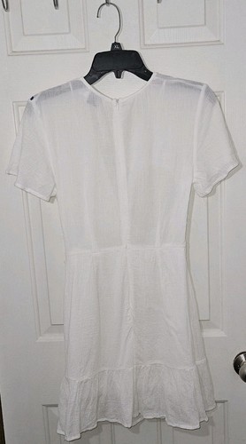Princess Polly Mini Dress 100% Cotton White Faux Wrap Ruffle Feminine Romantic 4 - Picture 3 of 7