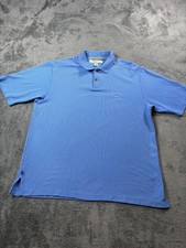 Tommy Bahama Polo Shirt Mens Large Blue Pima Cotton Blend Marlin Logo Golf Polo