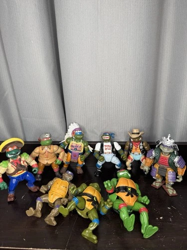 Vintage TMNT Action Figure Lot Of 9 Playmates 90s Figures Western
