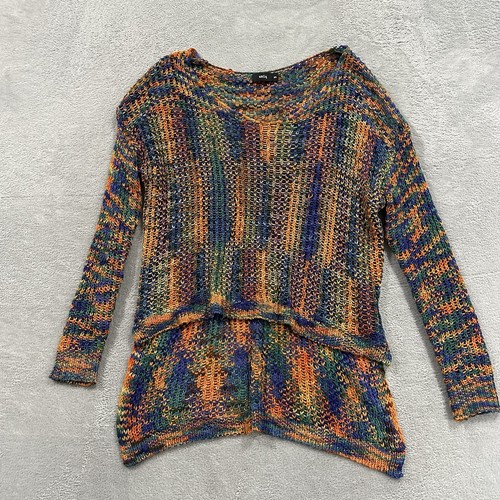 Uniq Knit Sweater Women M / L Multicolor Stripes Hippie Vintage Boho - Picture 1 of 7