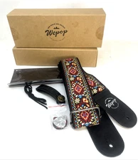 Guitar Strap Wepop Vintage Look New Strap 3 Picks Model GB-168 25x10x6CM