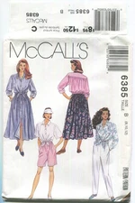 McCall's 6385 Misses' Shirt, Skirt, Pants & Shorts SZ 8-12 UNCUT 1993