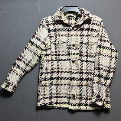 ZARA Beige Overshirt Jacket size M Mens Checked Casual Outdoors Outerwear