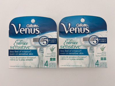 2x GILLETTE VENUS EMBRACE SENSITIVE ALOE REFILL CARTRIDGES 4ct EA SEALED MR 153
