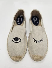 Soludos Women's x Jason Polan Wink Espadrilles, Size 10, Natural, Canvas, New