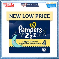 Pampers Swaddlers Overnight Zzz Baby Diapers Size 4 58 Count