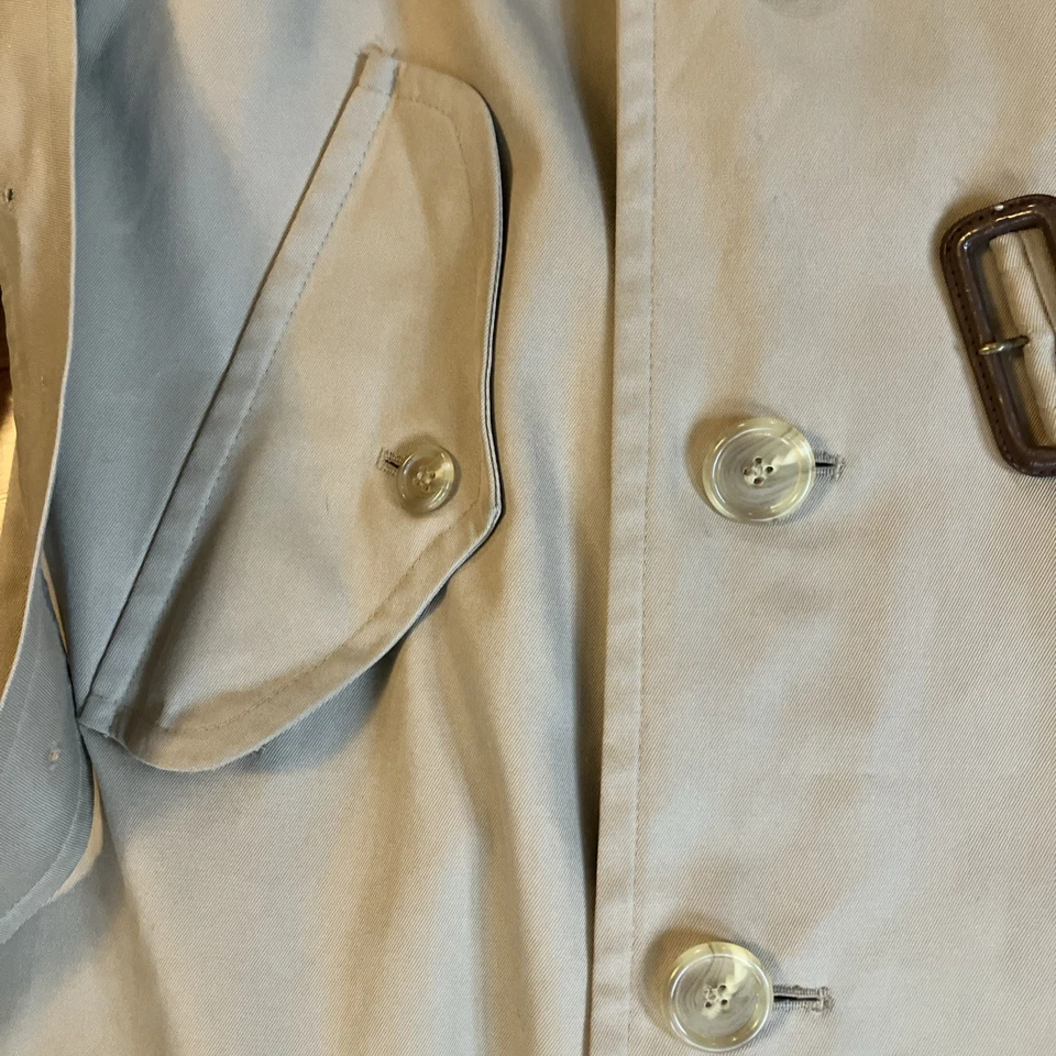 VTG Chaps Ralph Lauren Size 38R Beige Mens Trench Coat Wool Collar Belt - Image 4 of 4