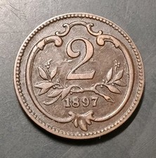 1897 Austria 2 Heller Coin (KM.#2801)