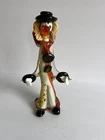 Murano Art Glass 10" TALL Orange Big Smile Red Eyes Big Nose Clown Italy ICET