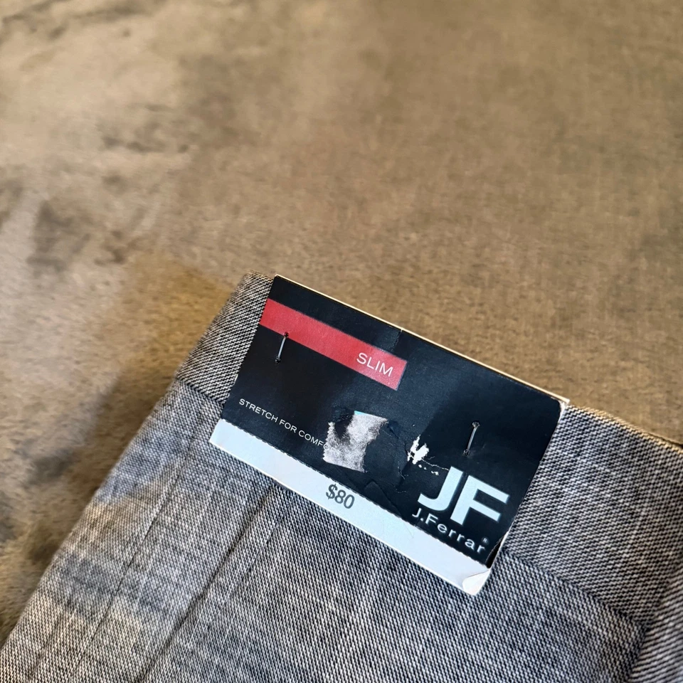 J Ferrar Slim Fit Dress Pants Light Grey Textured Stretch Comfort Mens 30x32 NWT - Image 3 of 4