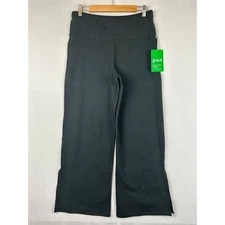 Pact Wide Leg Split Hem Lounge Pants Black Organic Cotton Blend Women's size L