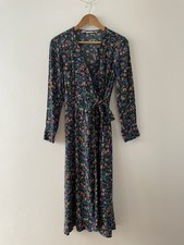 & Other Stories Wildlife Patterned Midi Wrap Dress Blue UK 6 Party Casual (54)
