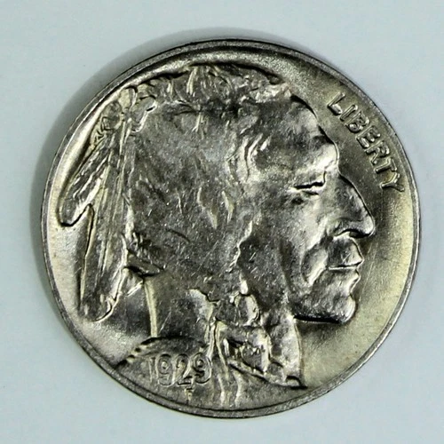 1929 Buffalo Nickel About Uncirculated AU Near BU UNC Indian Head 5c Coin