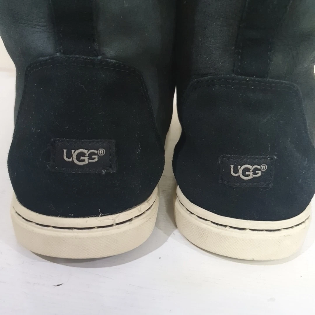 UGG Australia STIVALETTI NERI SCAMOSCIATI FODERATI IN PELLE DI PECORA Sneakers UK 7 5