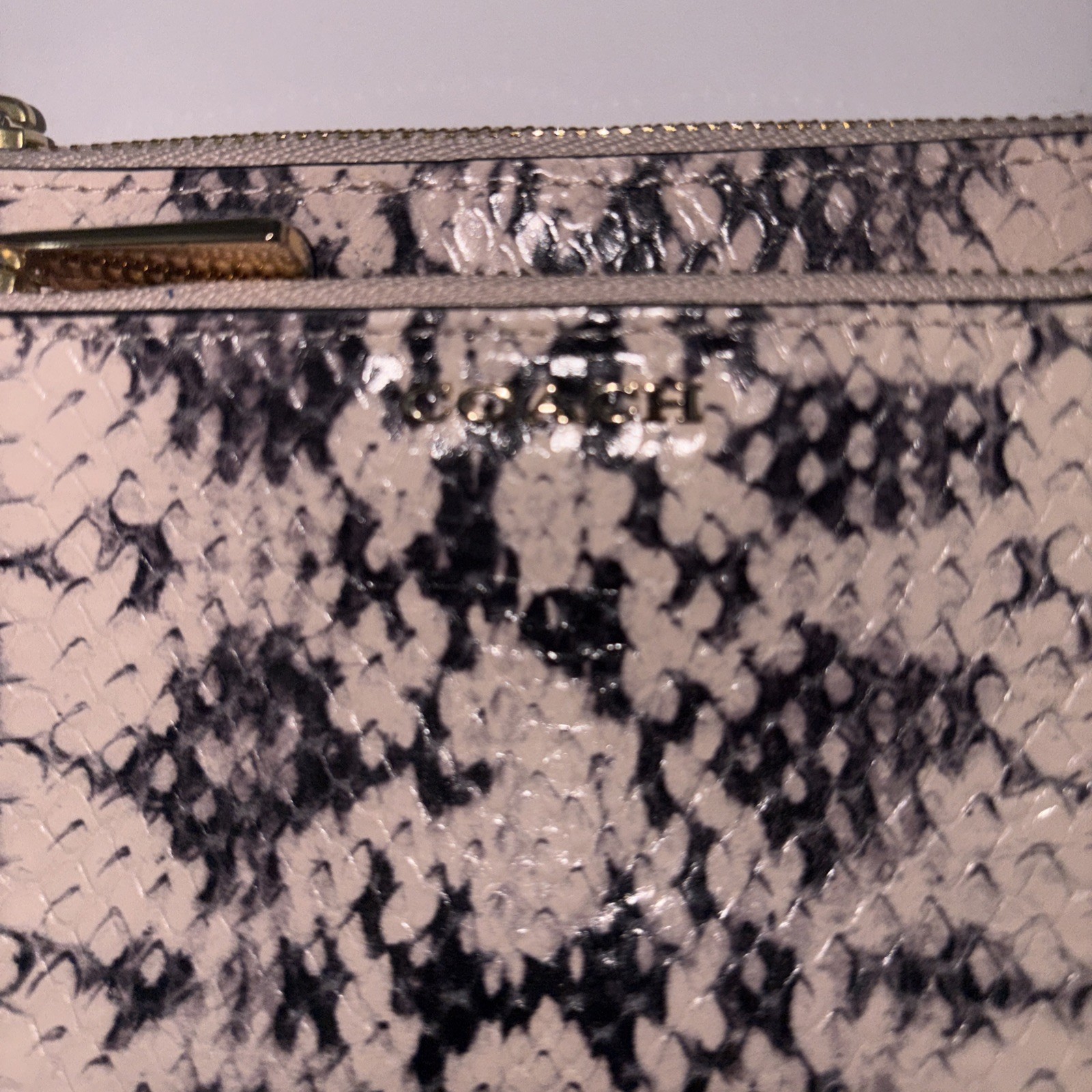 COACH Light Blush Python Embossed Leather Double … - image 3