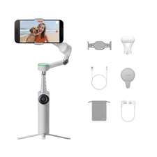 Flow 2 Pro Creator Bundle Grey - Foldable AI Phone Gimbal, Apple DockKit, 360...