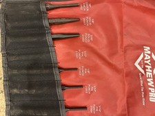 Mayhew Pro 16-Piece Steel Punch Set Red Black Model 61044 with Roll-Up Pouch