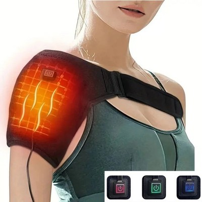 USB Heated Shoulder Brace Pad 3 Gear Electric Massage Support Belt