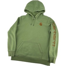Women's Green Carhartt Iconic Clarksburg Logo Hoodie Sweatshirt Sz L 102791-G59