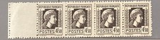 Y&T 644** - black - Strip of 4 + 1 blank + side - MNH - France Stamps 1944