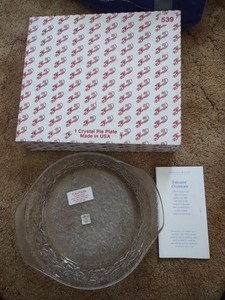 Princess House Fantasia PIE PLATE #539 crystal round baking serving dish NIB