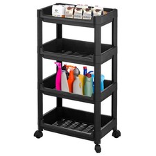Carrello Salvaspazio Cucina Bagno Scaffale Portaoggetti Multiuso Nero 4 Ripiani