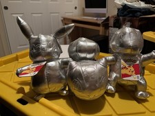 Lot Of 25th Anniversary Plush Pok mon Silver Pikachu Bulbasaur Squirtle 3 NWT
