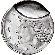[#840494] Coin, Brazil, 5 Centavos, 1967, error partial brockage, AU, Stainl, es