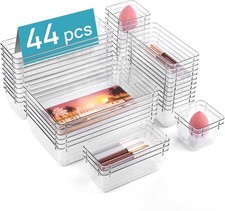 44 PCS Clear Plastic Drawer Organizers Set 4-Size Versatile Bathroom  Vanity