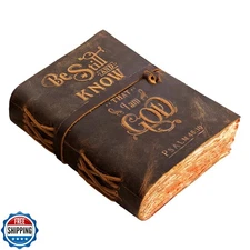 LEATHER VILLAGE Vintage Leather Journal with Psalm 46:10 Bible Verse–8''x6'' 
