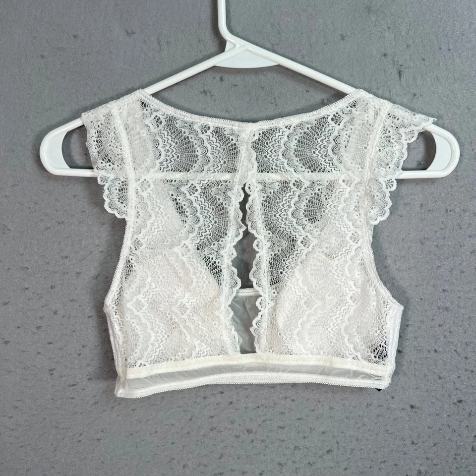 Bralette Halter Out From Under Lace Mediano Blanco Encaje Floral Foto 2 de 4