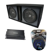 Car Stereo Paintable Ported Dual 12" Kicker CompR CWR12 Sub Box CX1200.1 Amp