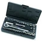 40pcs Metric 1/4" 3/8" Drive Inch Socket Box Set Ratchet Wrench Sets With Case
