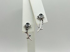 Sterling Silver 18mm Rose Flower Stud Earrings