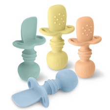 4 PCS Baby Silicone Spoons Self Feeding Infant Toddler Utensils Set Pastel