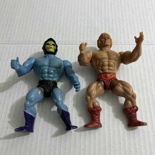 Masters of the Universe MOTU Figure Lot SKELETOR & HE MAN VTG 80’s Soft Head